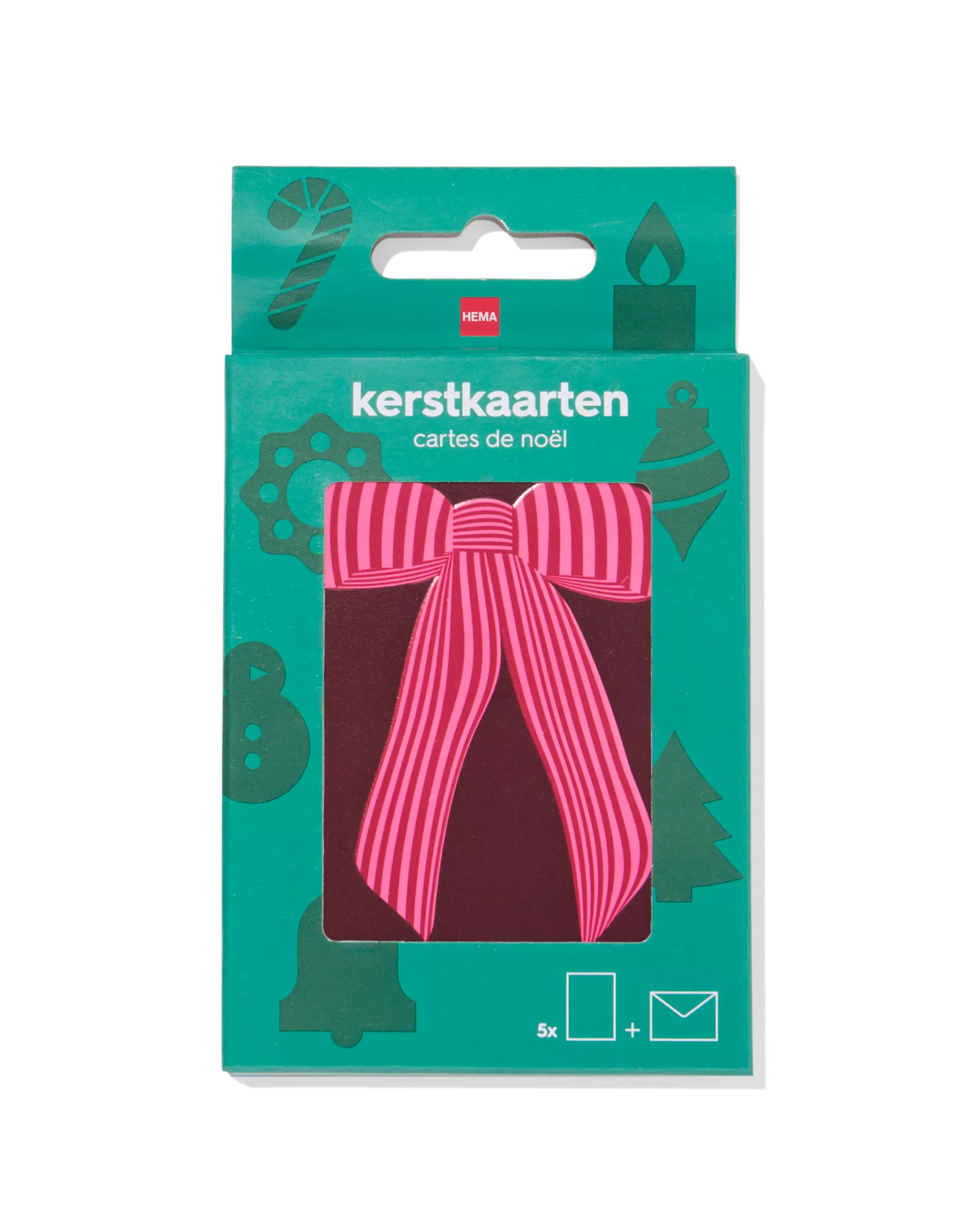cartes de Noël 11x8cm avec noeud - 5 pièces