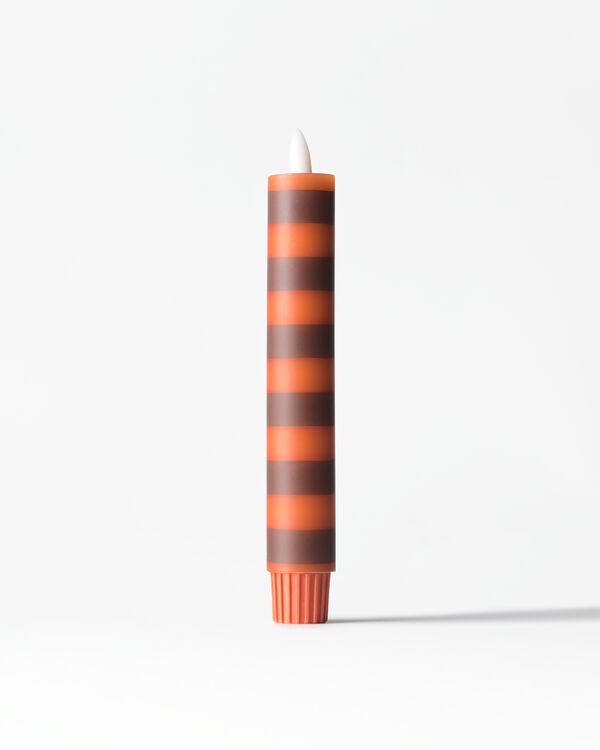 bougie longue LED ⌀2,5 x 18,4 cm rayures marron-orange - 13550207 - HEMA