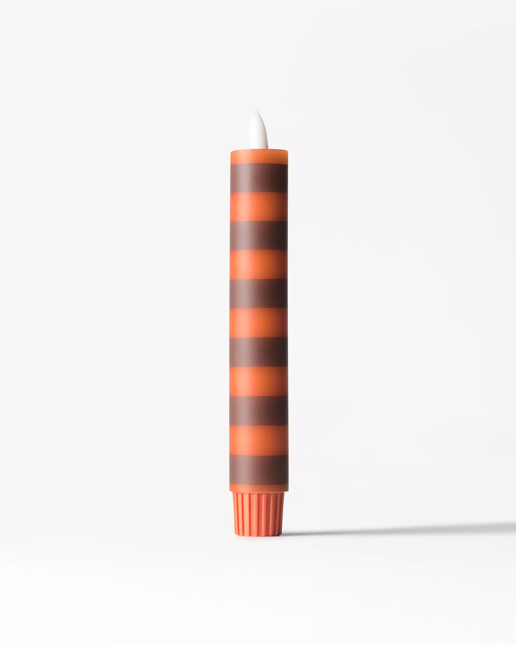 bougie longue LED ⌀2,5 x 18,4 cm rayures marron-orange