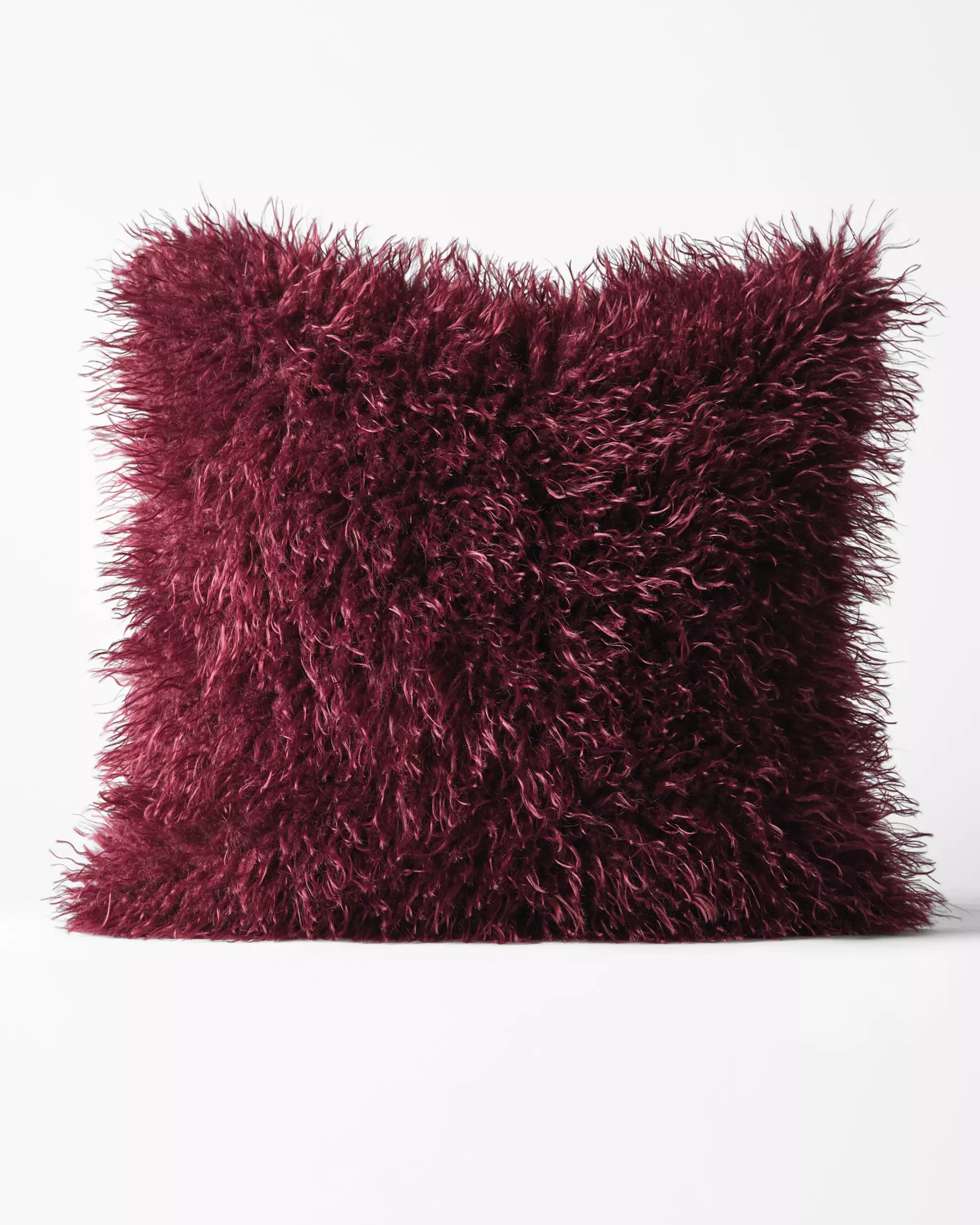 housse de coussin 50 x 50 cm duveteuse rouge bordeaux