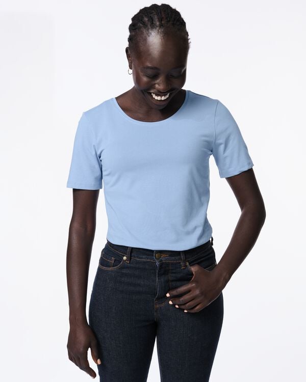 t-shirt femme jersey essentials bleu clair bleu clair - 36305630LIGHTBLUE - HEMA