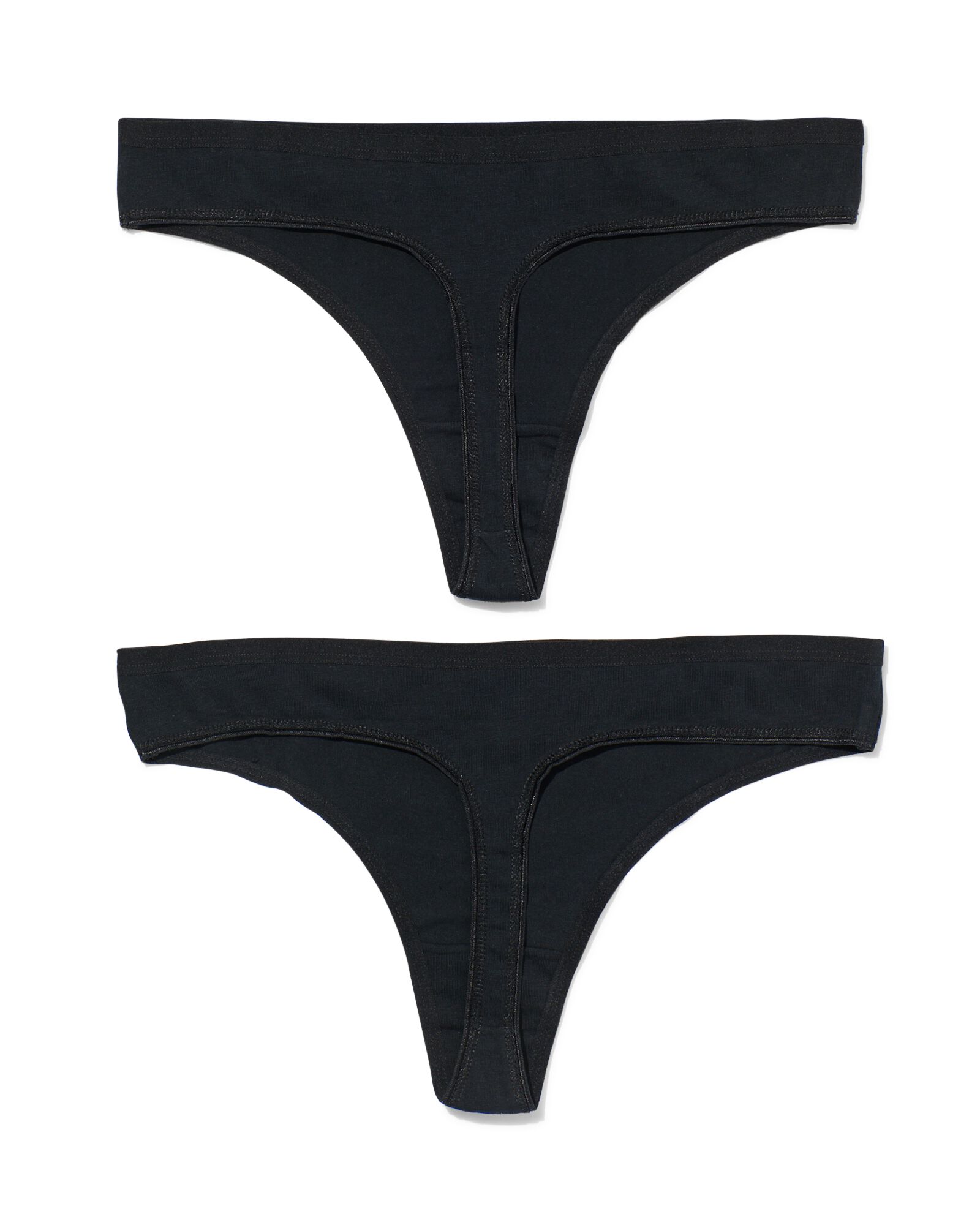dames strings stretch katoen - 2 stuks zwart zwart - 19630900BLACK - HEMA