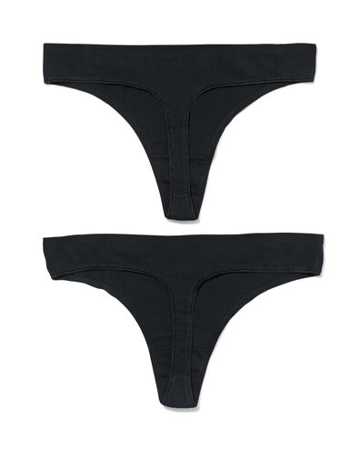 dames strings stretch katoen - 2 stuks zwart zwart - 19630900BLACK - HEMA
