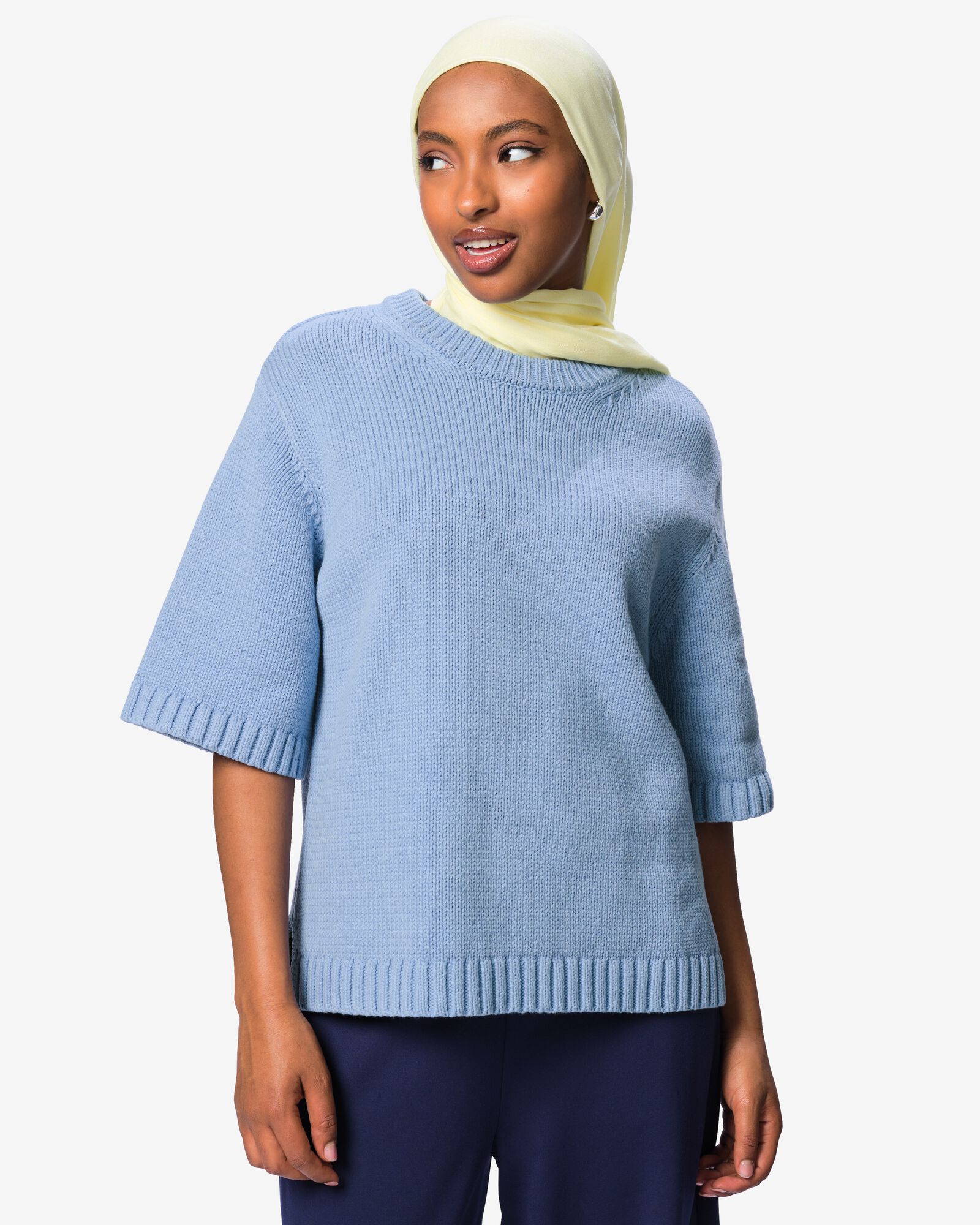 damestrui Nadine fijngebreid lichtblauw lichtblauw - 36213070LIGHTBLUE - HEMA