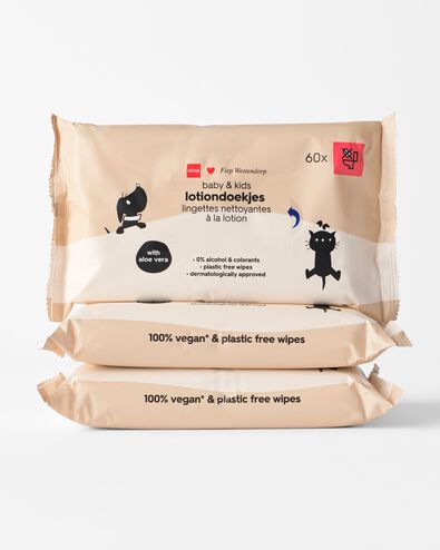 Takkie en Siepie baby lotiondoekjes alo&euml; vera - 3x60 stuks - 11700016 - HEMA