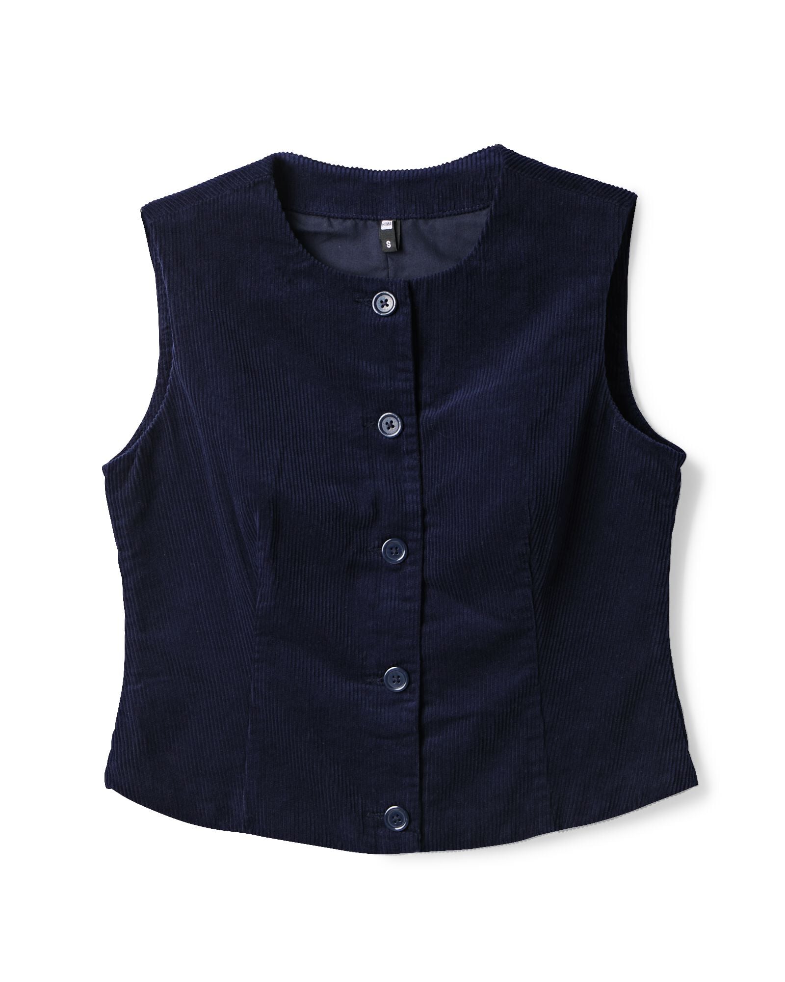 damesgilet rib donkerblauw donkerblauw - 36215230DARKBLUE - HEMA