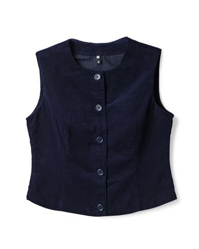 damesgilet rib donkerblauw donkerblauw - 36215230DARKBLUE - HEMA