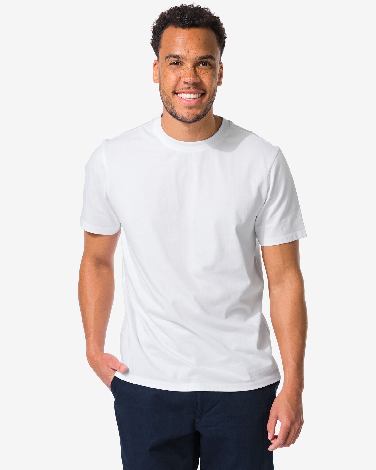 t-shirt homme coupe classique blanc blanc - 2190320WHITE - HEMA