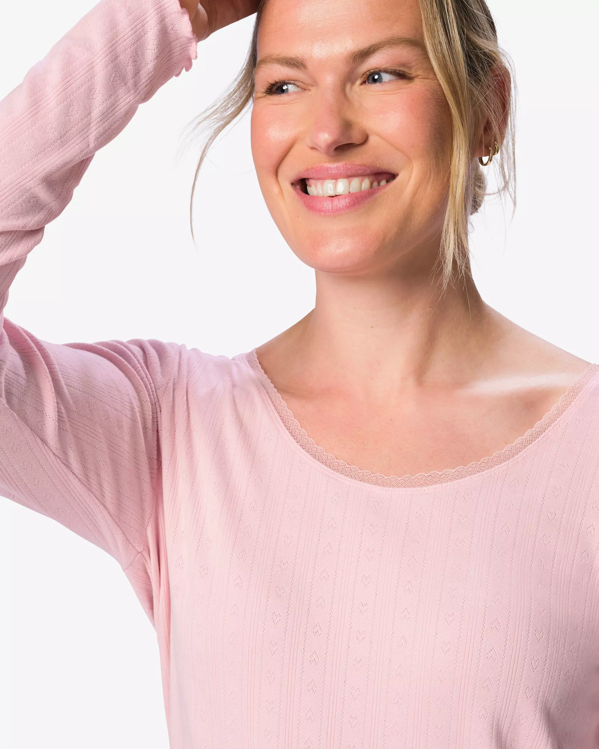 Damen-Pyjama mit Ajourmuster mit Herzen