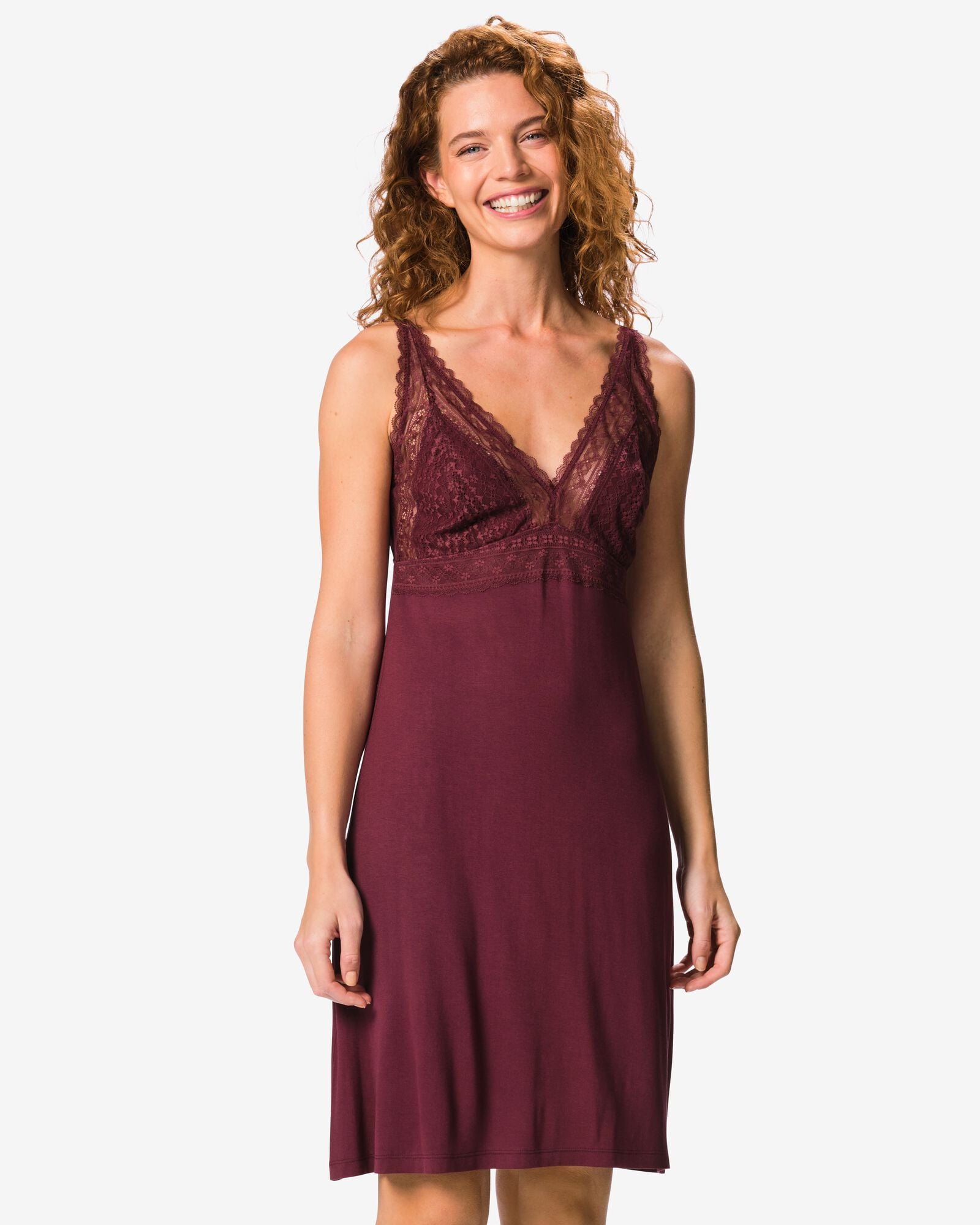 chemise de nuit femme viscose rouge fonc&eacute; rouge fonc&eacute; - 23400724DARKRED - HEMA