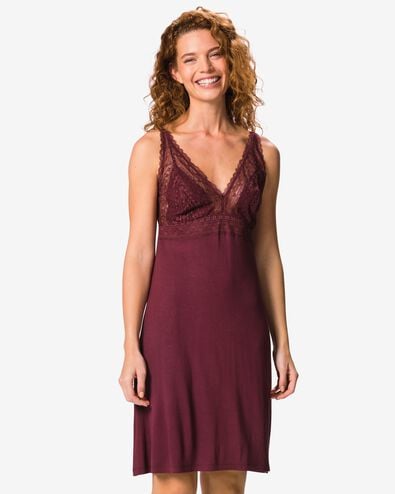 chemise de nuit femme viscose rouge fonc&eacute; rouge fonc&eacute; - 23400724DARKRED - HEMA