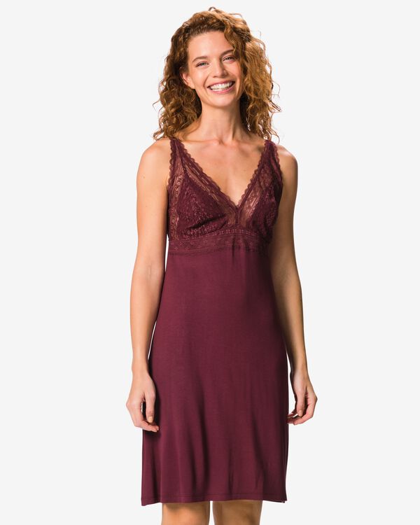chemise de nuit femme viscose rouge fonc&eacute; rouge fonc&eacute; - 23400724DARKRED - HEMA