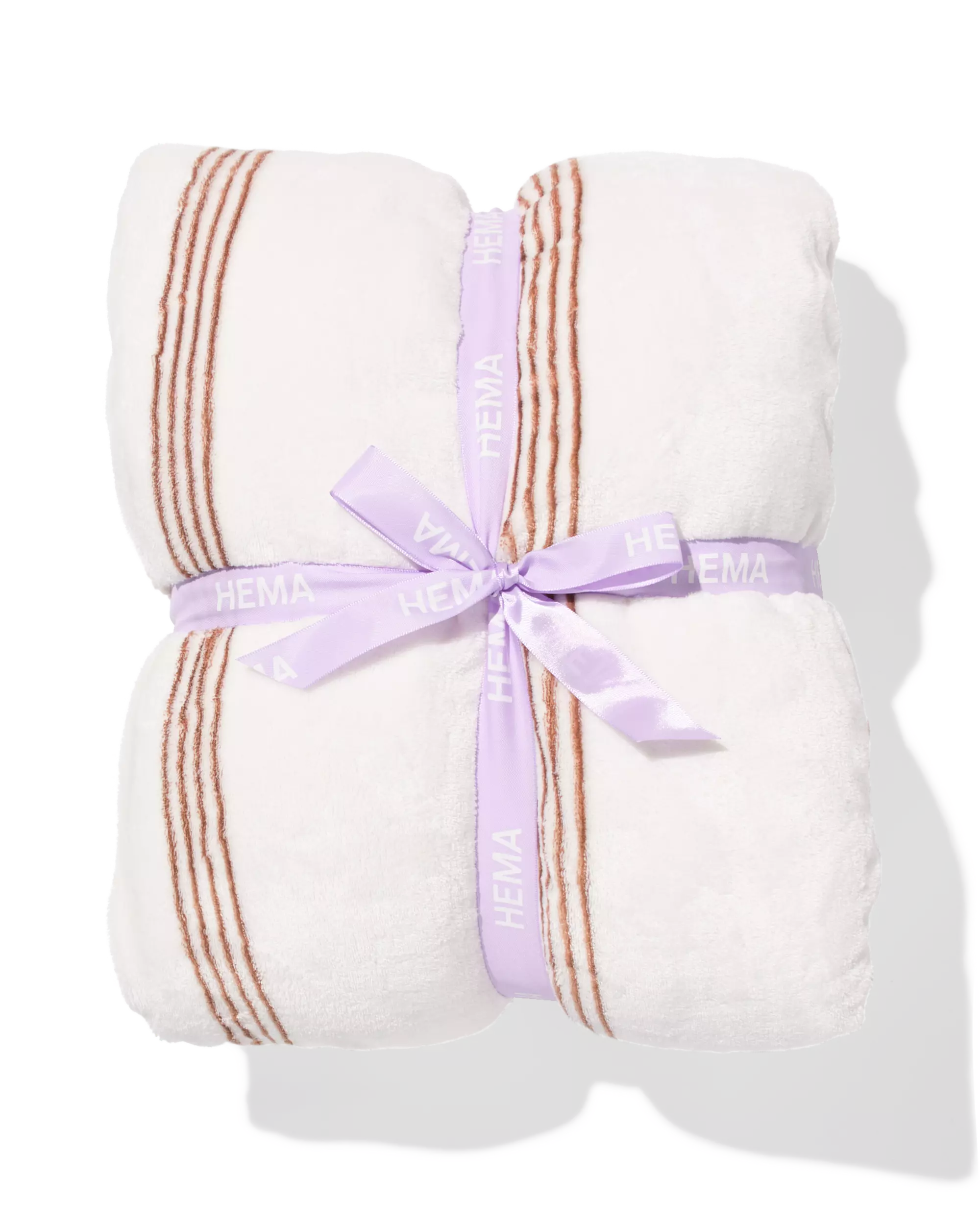 plaid 130x150cm sherpa rayures marron