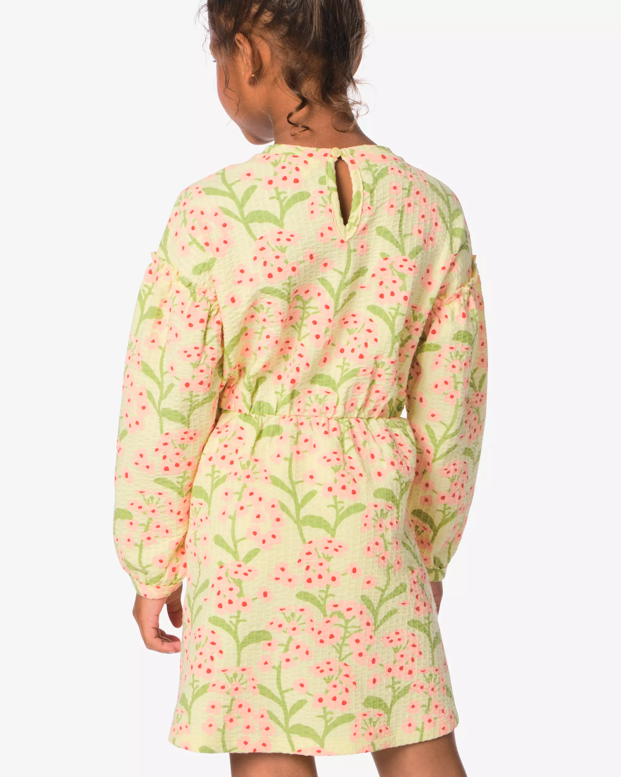kinderjurk regular fit rib bloemen