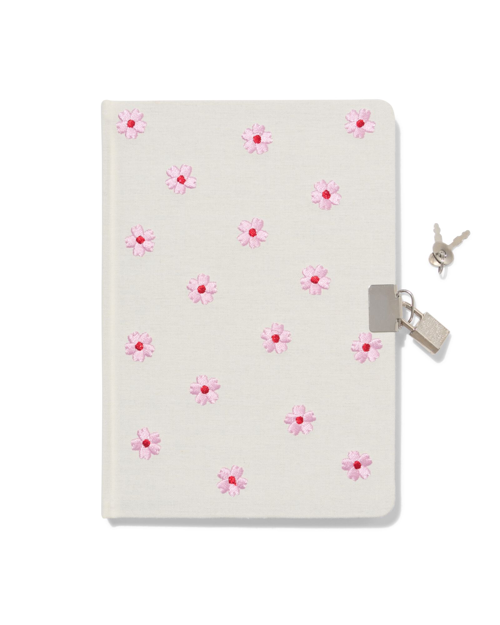 Tagebuch 21,2 &times; 15 cm Schloss Stickerei Blumen - 61104529 - HEMA