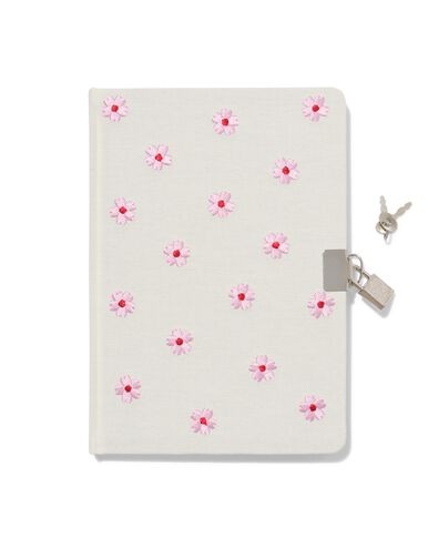 Tagebuch 21,2 &times; 15 cm Schloss Stickerei Blumen - 61104529 - HEMA