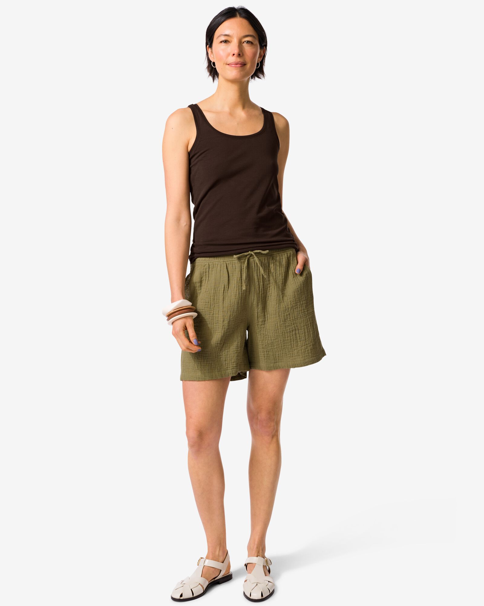 short femme coupe d&eacute;contract&eacute;e mousseline vert - 36304210GREEN - HEMA