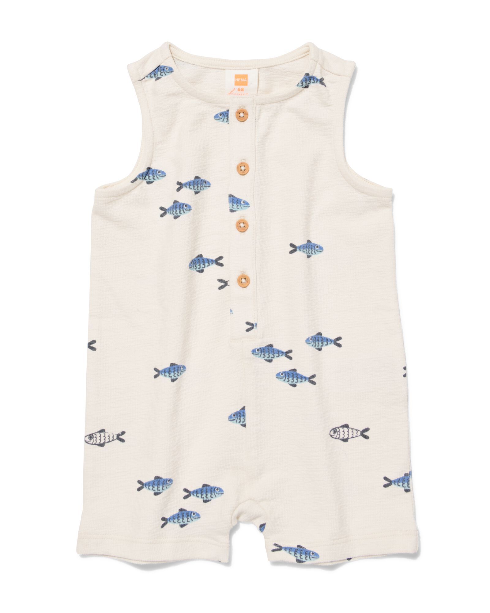 Baby-Jumpsuit, Jersey, Fische eierschalenfarben eierschalenfarben - 33100580OFFWHITE - HEMA
