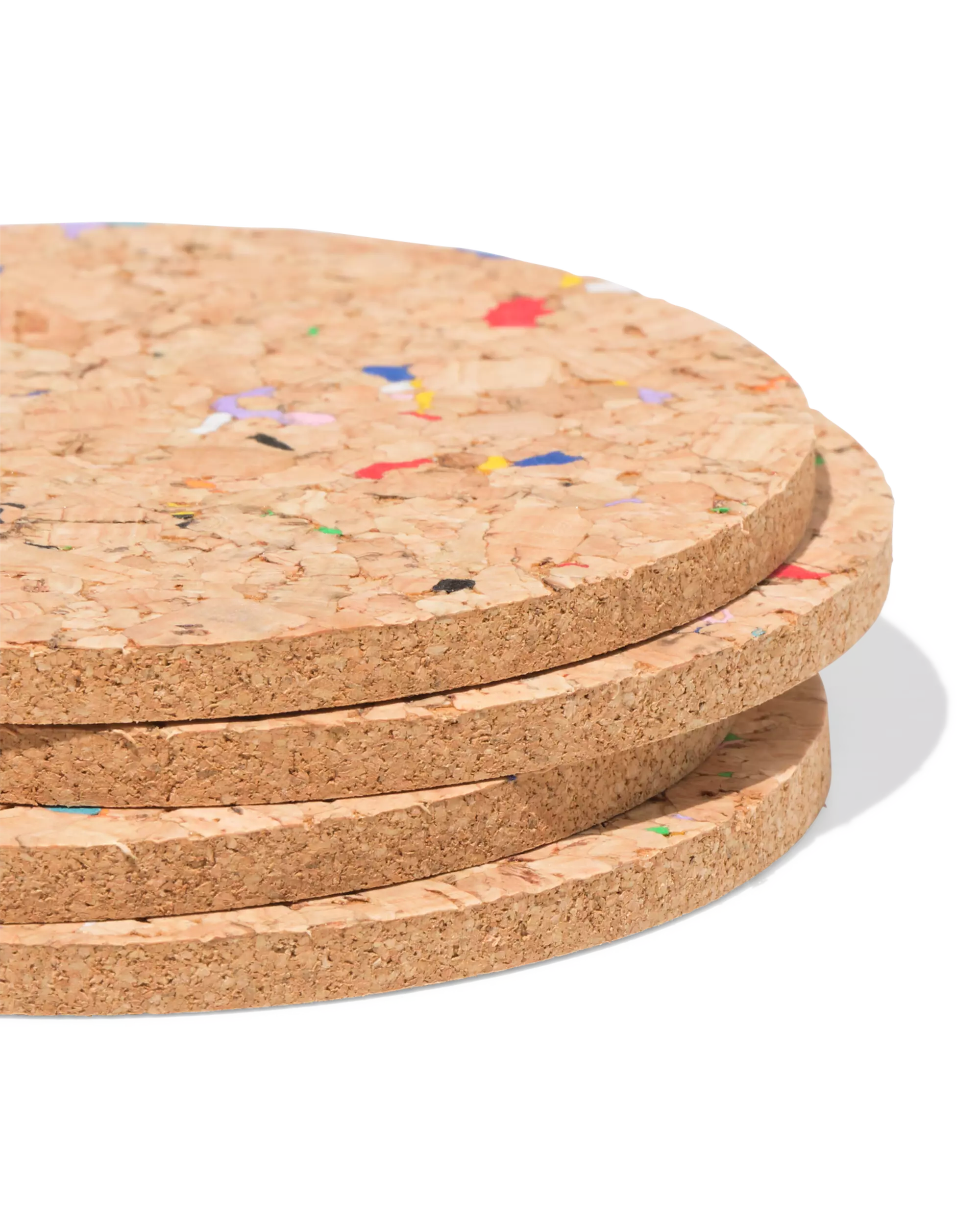 onderzetters Ø 9.5 cm kurk recycled terrazzo - 4 stuks