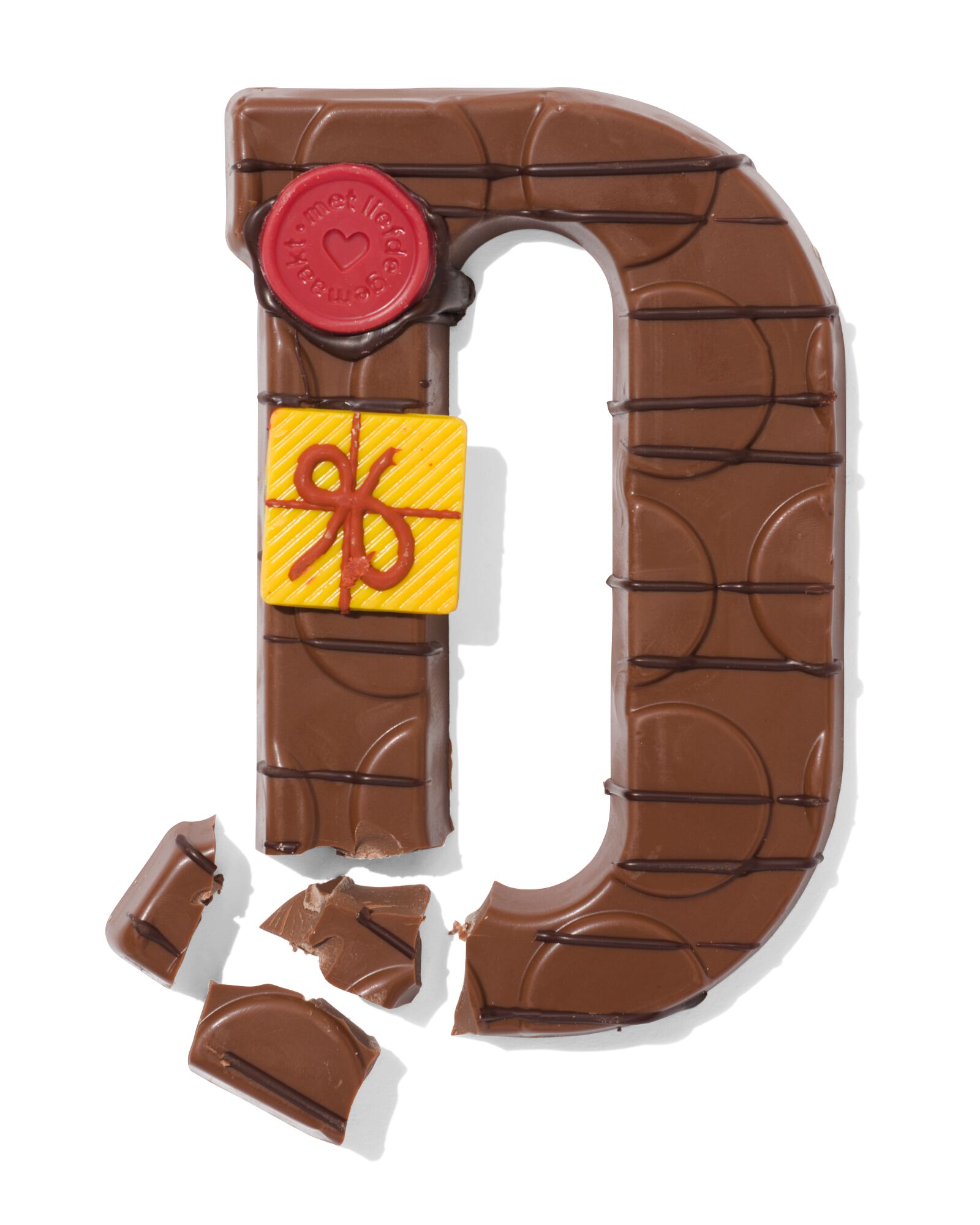Lettre en chocolat d&eacute;cor&eacute;e &agrave; la main lait D 180g D lait - 24427404 - HEMA
