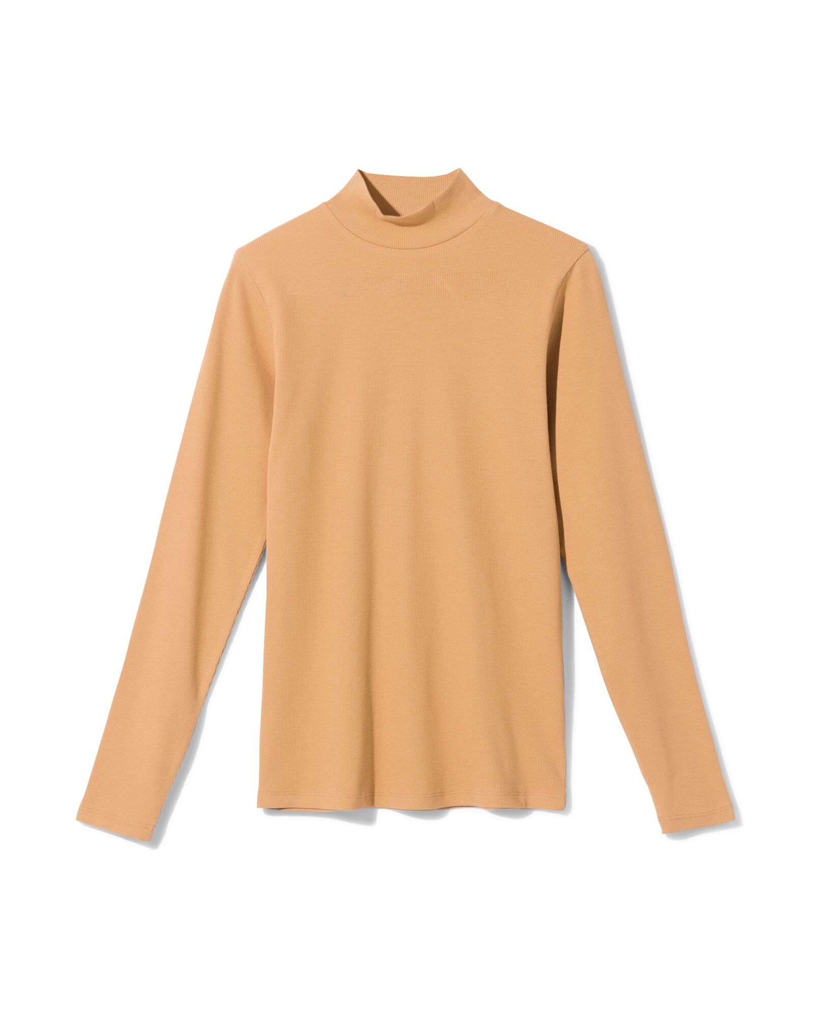 dames T-shirt Clara regular fit rib beige beige - 36306380BEIGE - HEMA