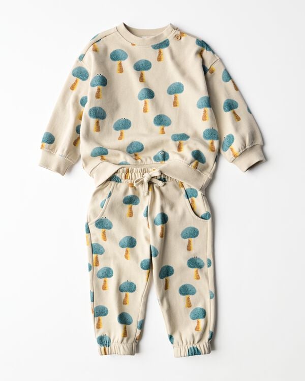 ensemble v&ecirc;tement b&eacute;b&eacute; tissu molleton champignons sable sable - 33108980SAND - HEMA