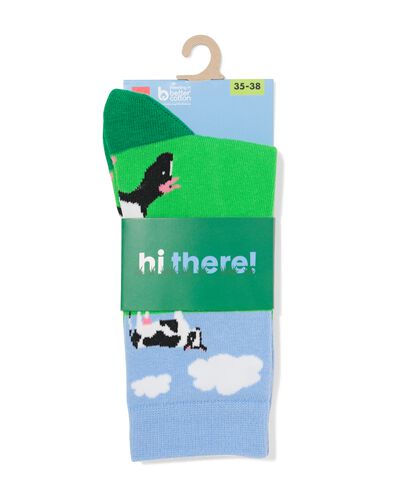 chaussettes pour adultes "hi there" vert vert - 4103490GREEN - HEMA