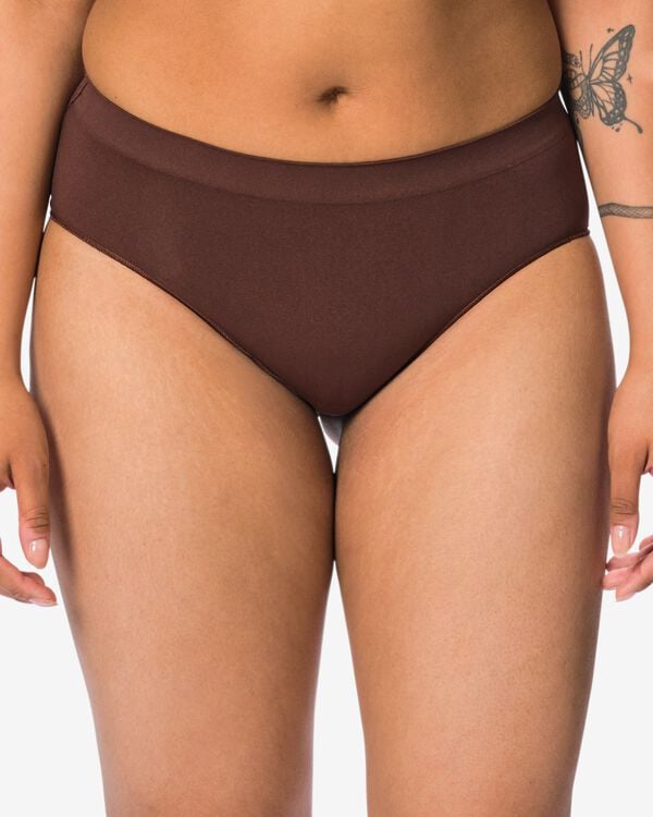 culotte hipster femme sans coutures microfibre avec dentelle marron fonc&eacute; marron fonc&eacute; - 19608077DARKBROWN - HEMA