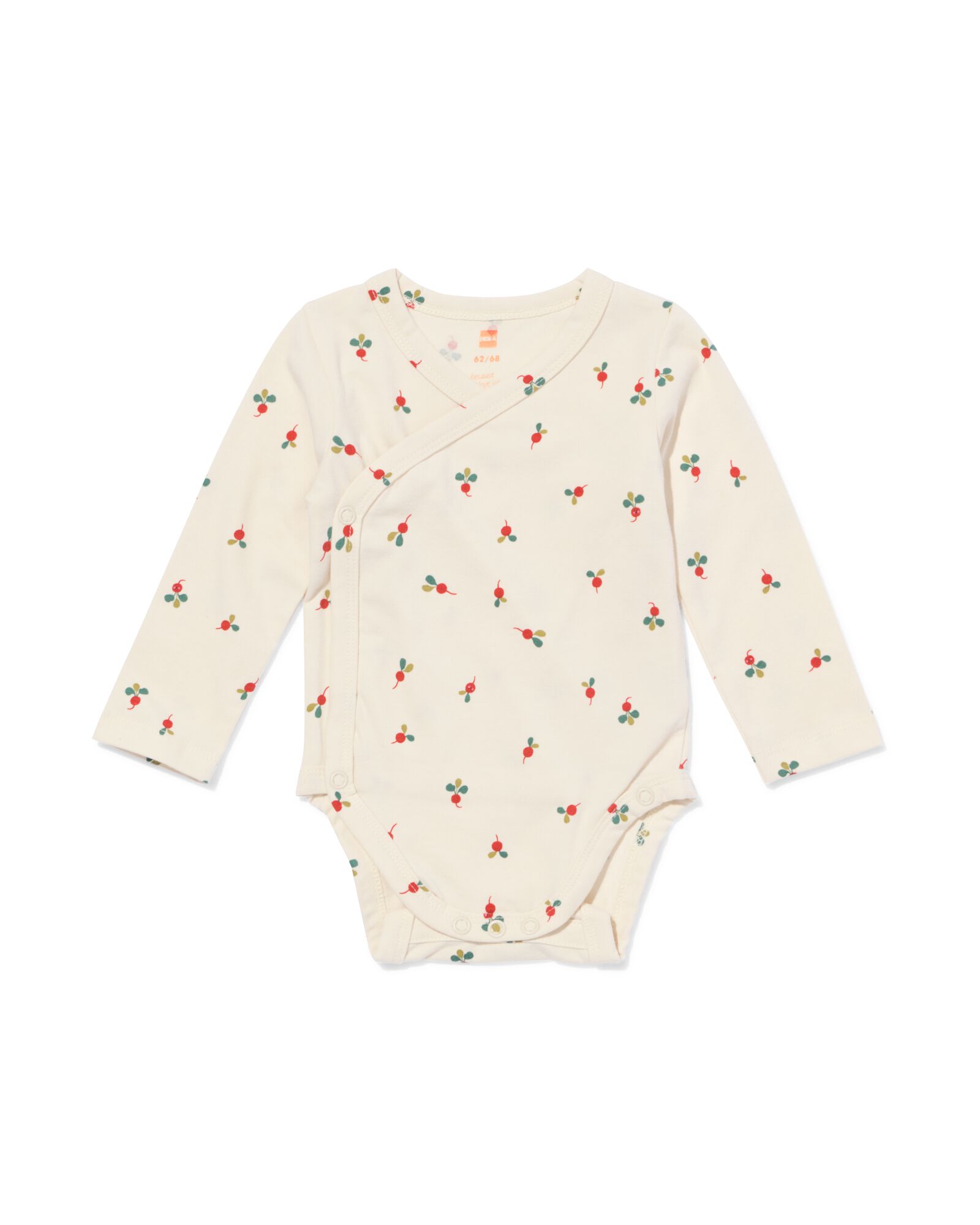 baby meegroei overslagbody rib radijs beige beige - 33461620BEIGE - HEMA