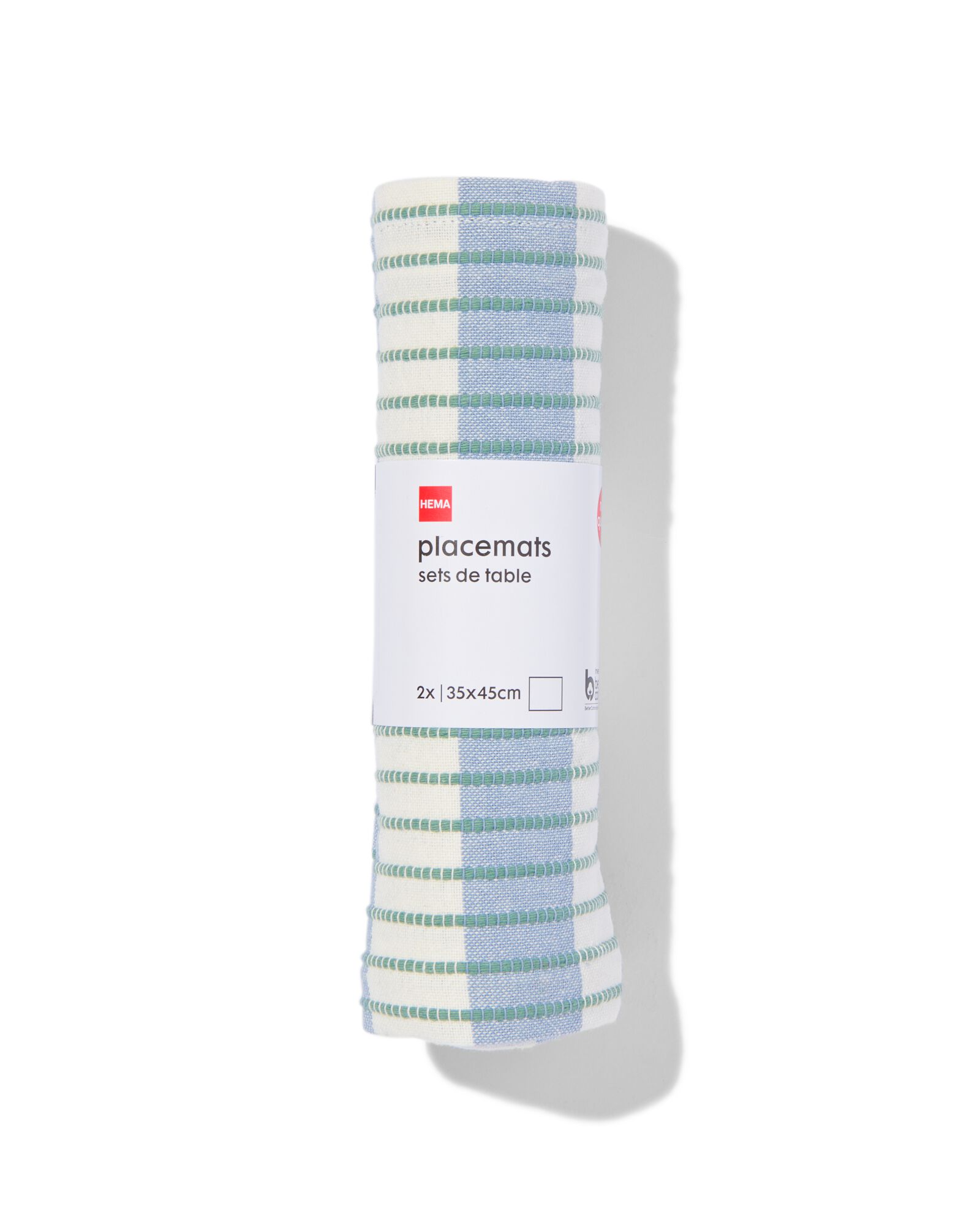sets de table coton 35x45 bleu avec rayures - 2 pi&egrave;ces - 5330286 - HEMA