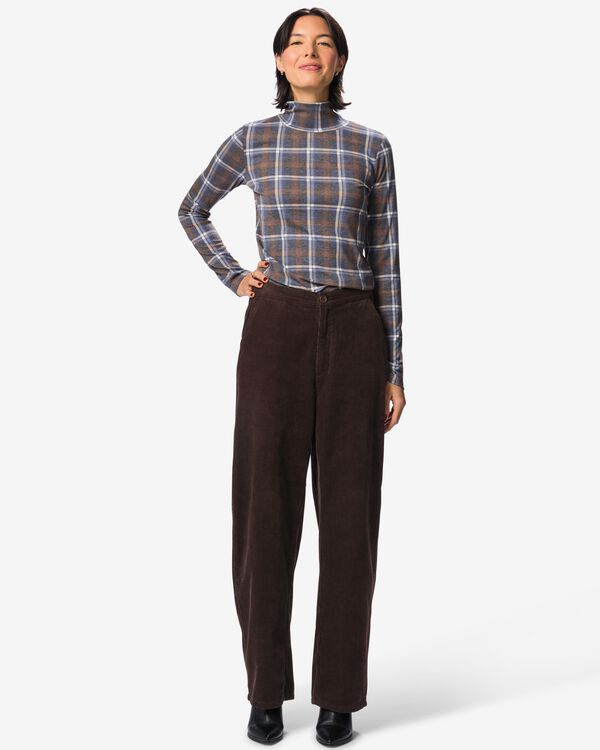 pantalon femme jambes larges c&ocirc;tel&eacute; marron marron - 36215160BROWN - HEMA