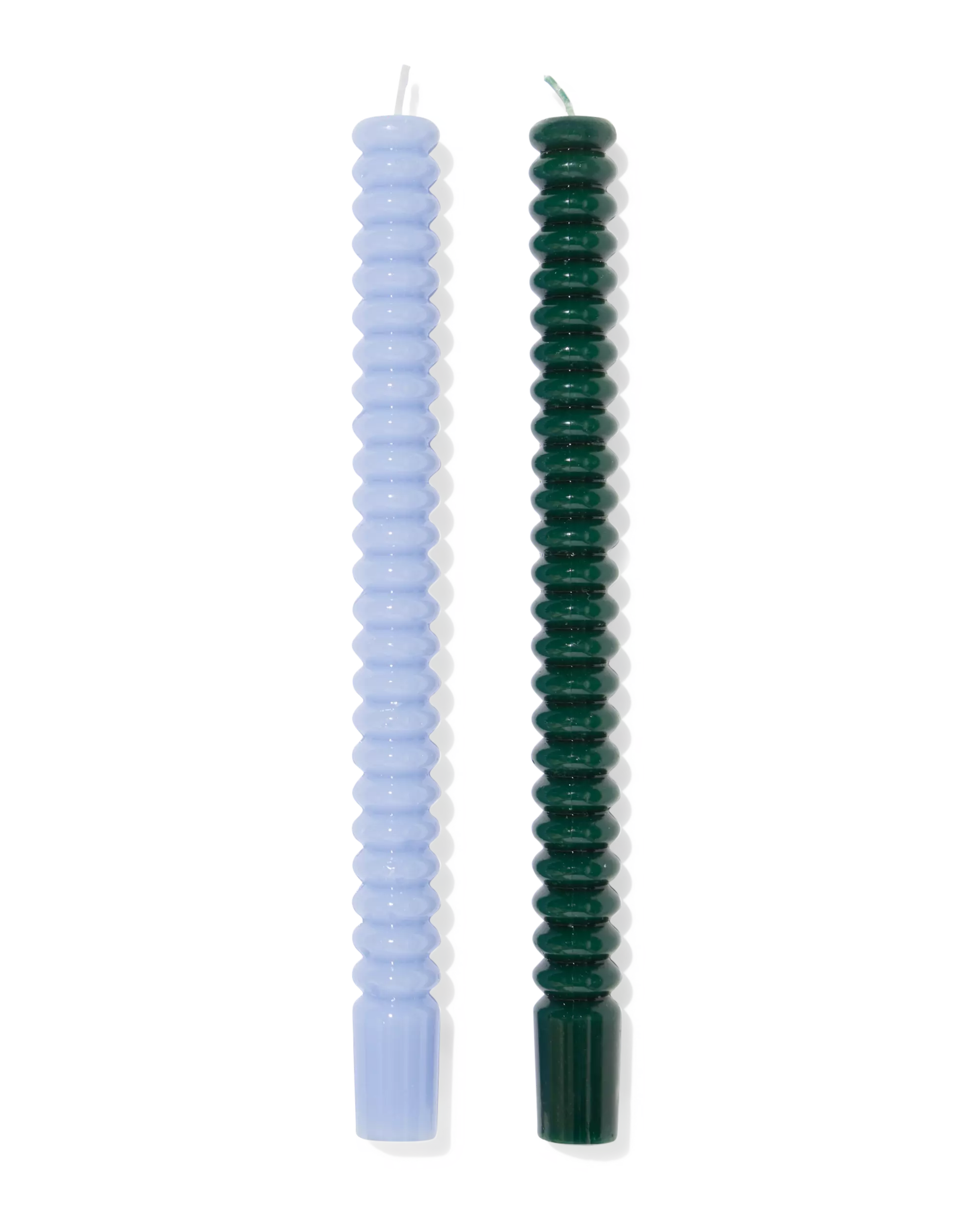 bougies longues ⌀2,2x25cm nervurées bleues - 2 pièces