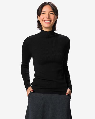 damestrui Louisa rib zwart zwart - 36216030BLACK - HEMA