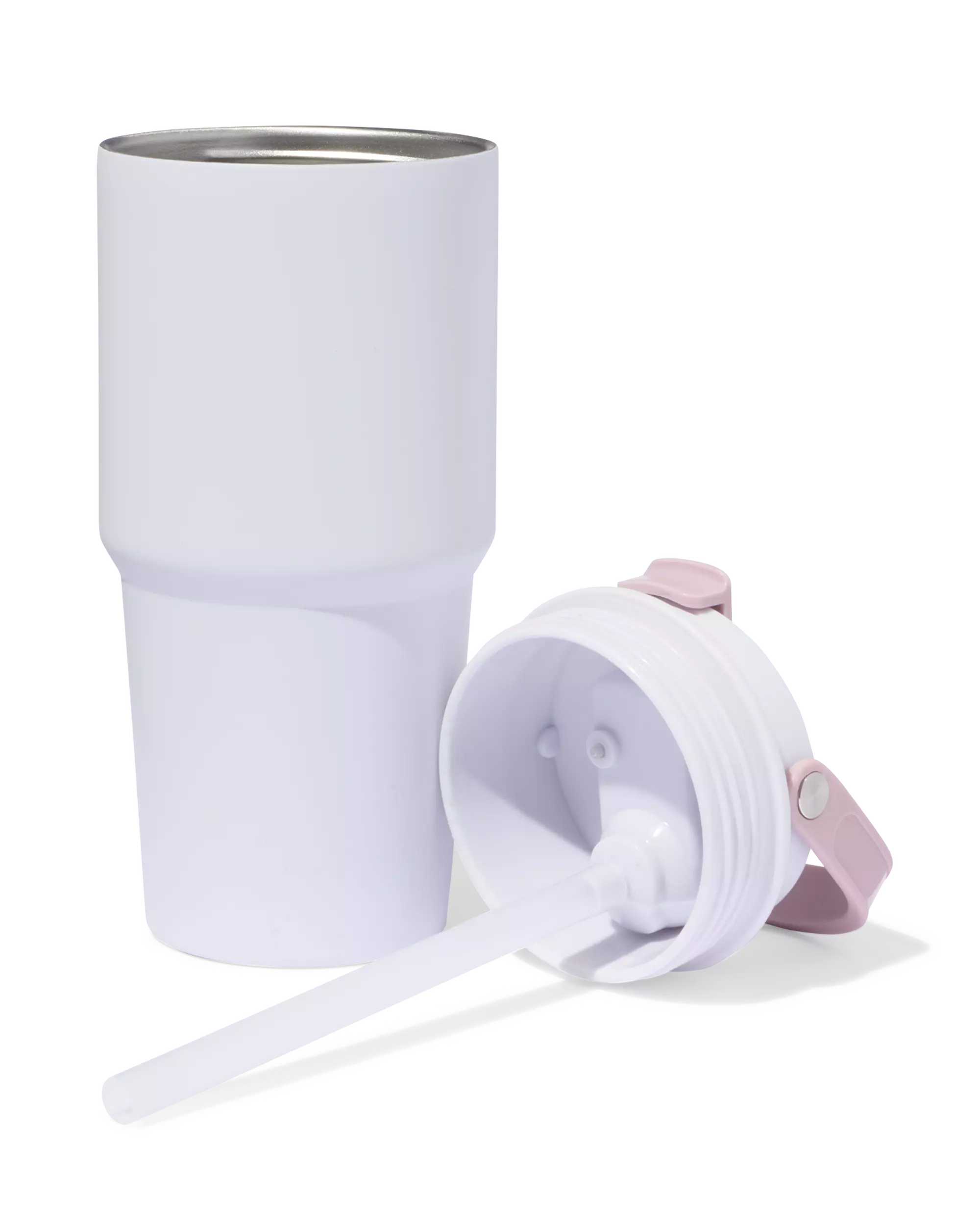 gobelet avec paille 600 ml inox lavande