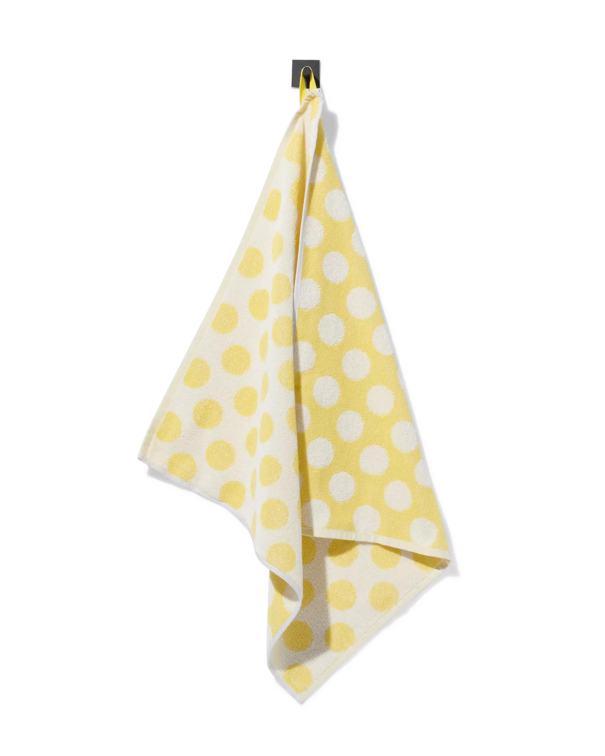 torchon de cuisine 50x50 cm coton jaune à pois
