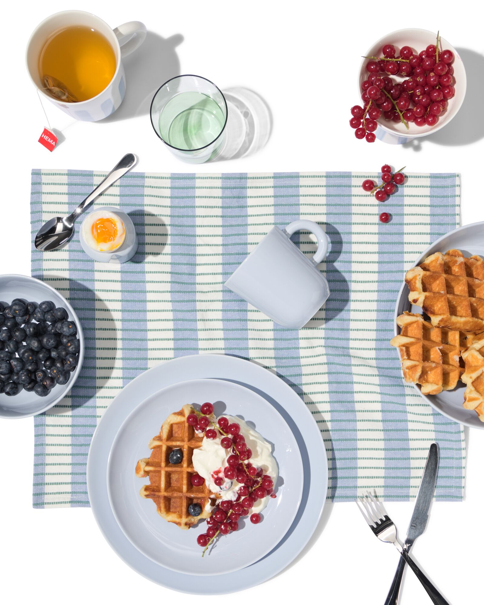 sets de table coton 35x45 bleu avec rayures - 2 pi&egrave;ces - 5330286 - HEMA