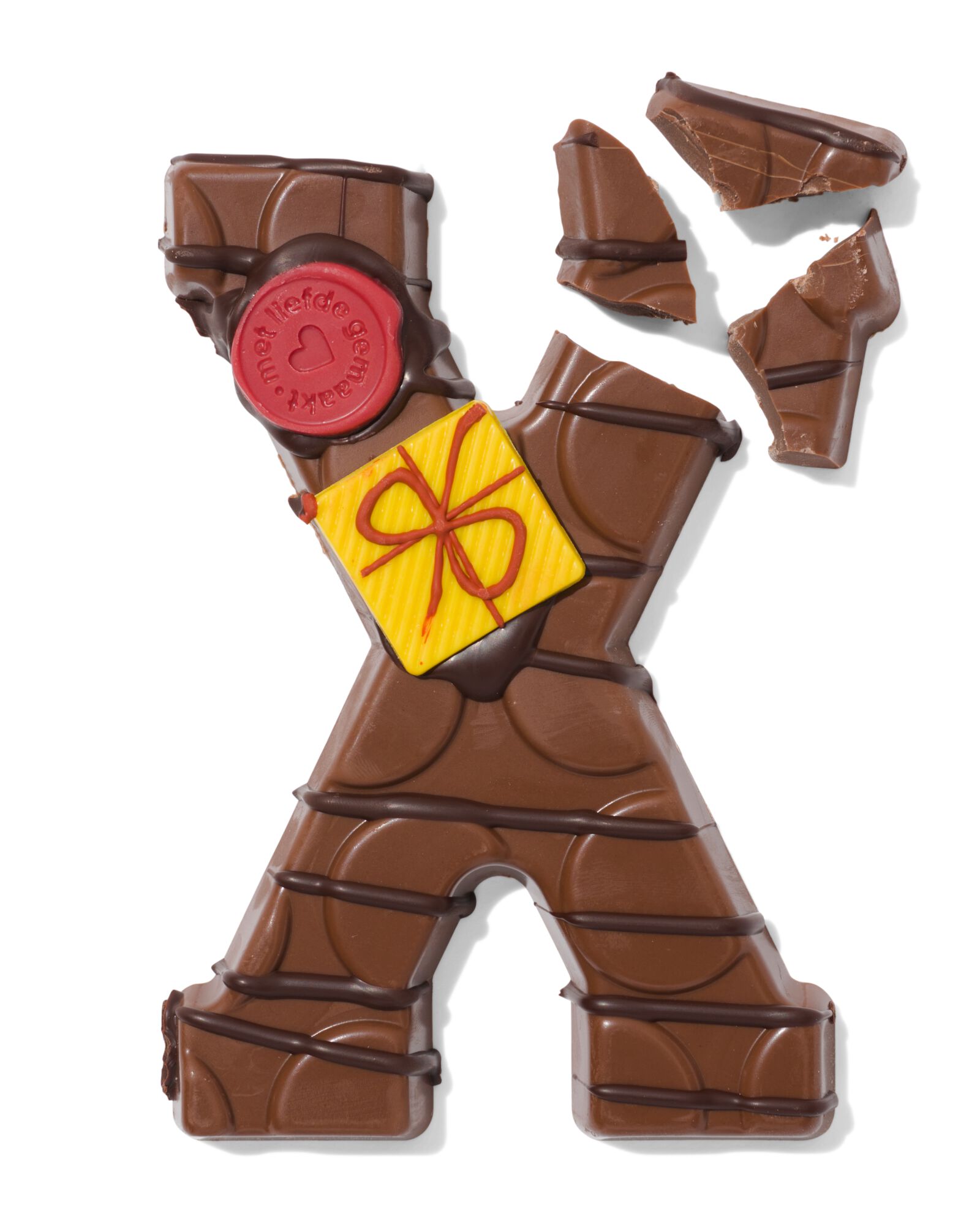 Lettre en chocolat d&eacute;cor&eacute;e &agrave; la main lait X 180g X lait - 24427424 - HEMA
