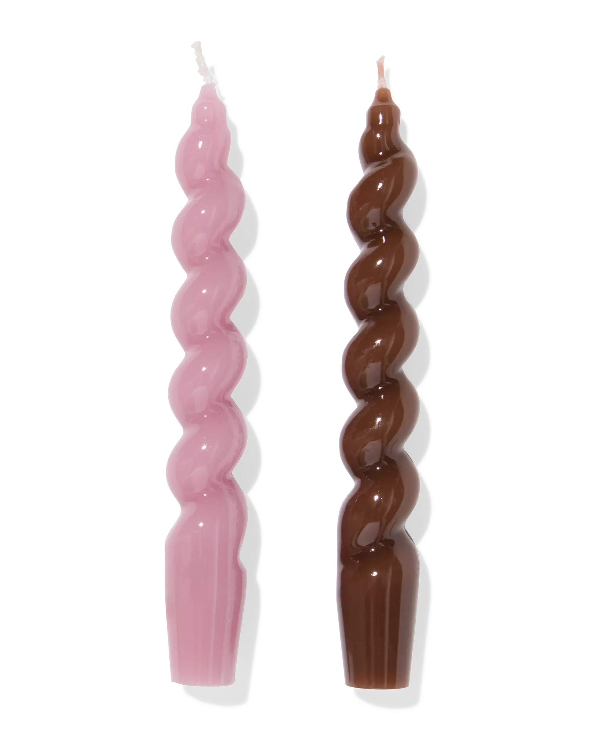 Bougies d"intérieur ⌀2,2x20cm torsadées roses - 2 pièces
