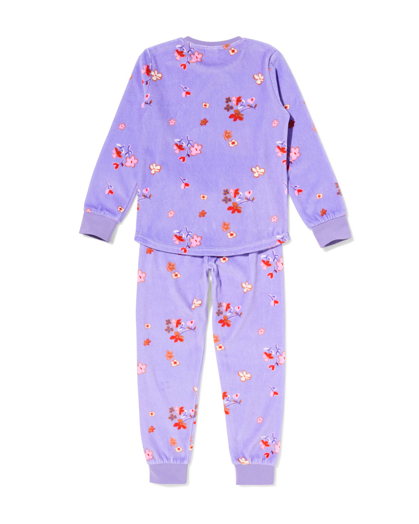 pyjama enfant velours fleurs lilas - 23099940LILAC - HEMA
