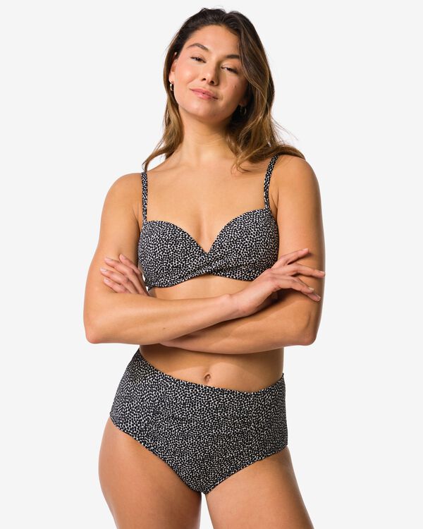 bas de bikini femme Meggy taille haute galbant structur&eacute; noir/blanc - 22360530BLACKWHITE - HEMA