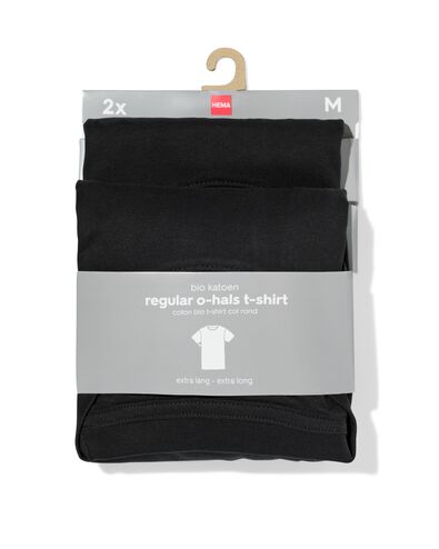 heren t-shirt regular fit o-hals extra lang - 2 stuks zwart zwart - 34277070BLACK - HEMA