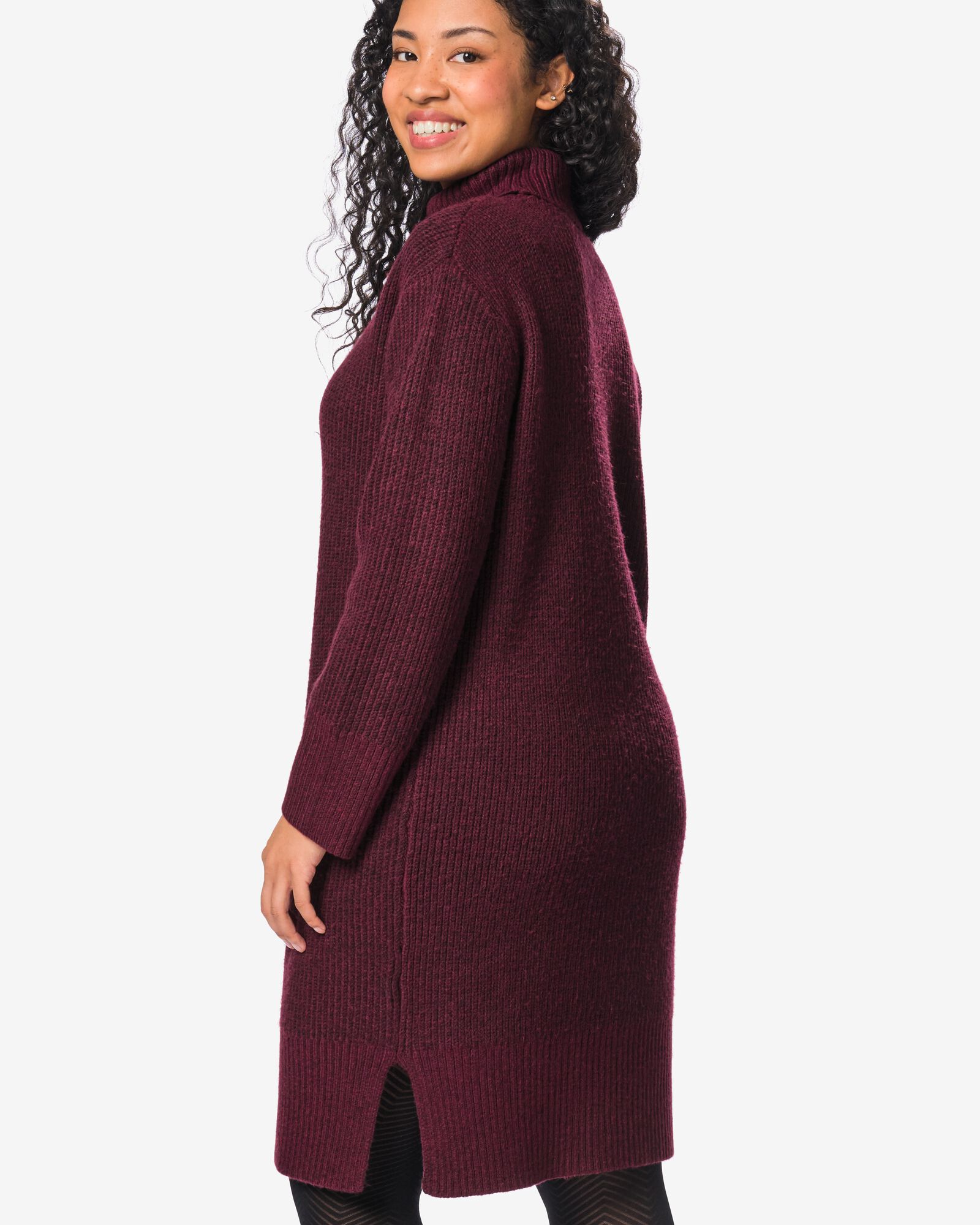 Damenkleid, Midi, Regular Fit, Strick bordeauxrot bordeauxrot - 36307280BURGUNDYRED - HEMA