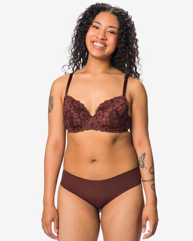 slip br&eacute;silien femme microfibre avec dentelle marron fonc&eacute; marron fonc&eacute; - 19608270DARKBROWN - HEMA