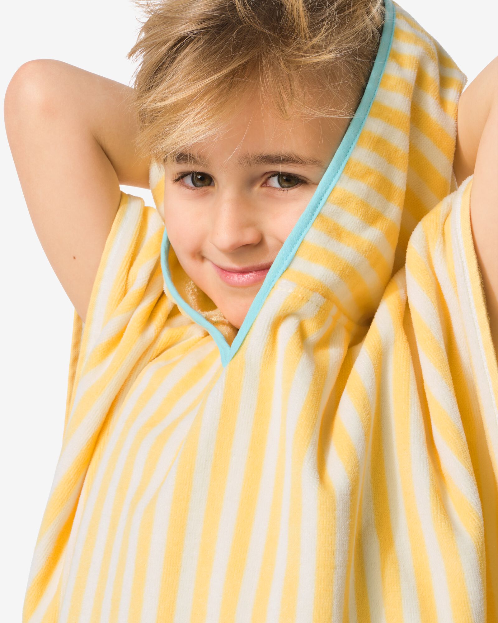 poncho enfant 68x78cm velours crocodile rayures - 5200255 - HEMA