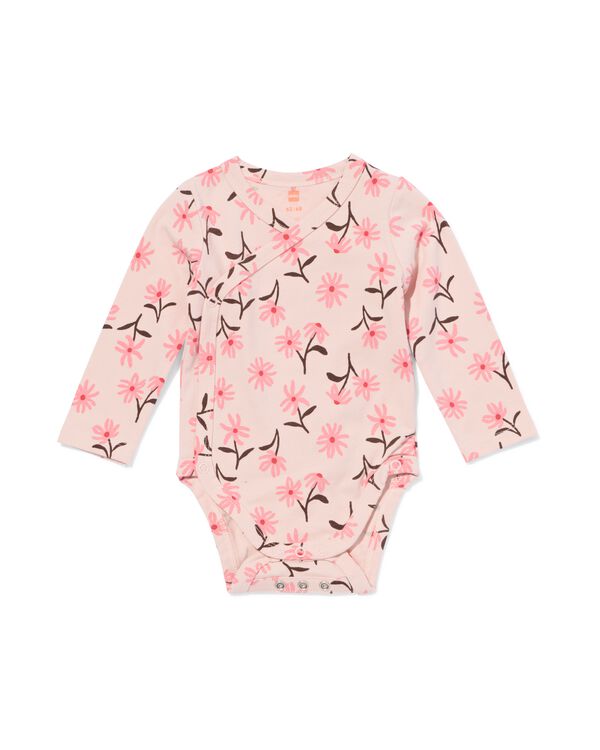 baby meegroei overslagbody rib bloemen roze roze - 33461520PINK - HEMA