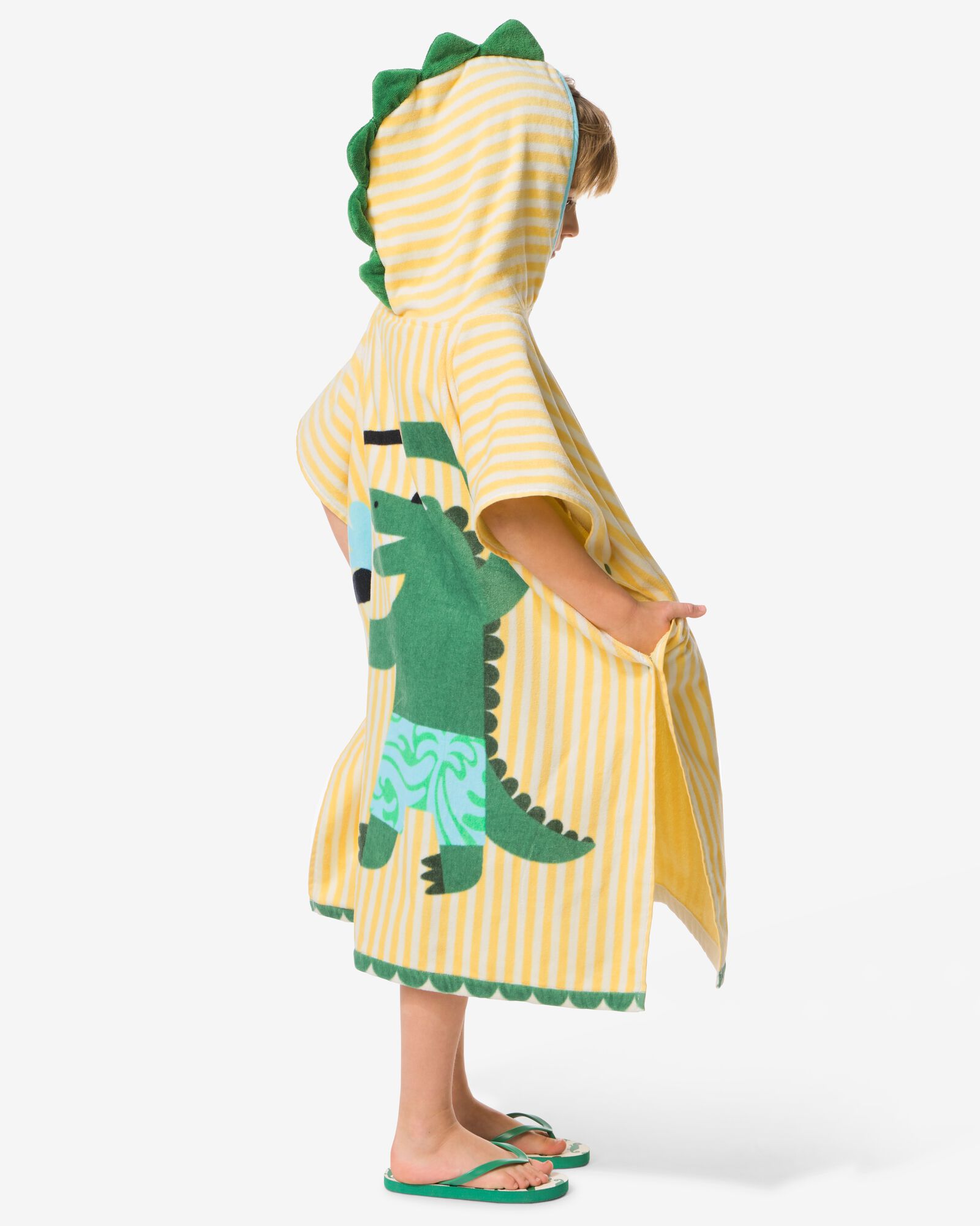 poncho enfant 68x78cm velours crocodile rayures - 5200255 - HEMA