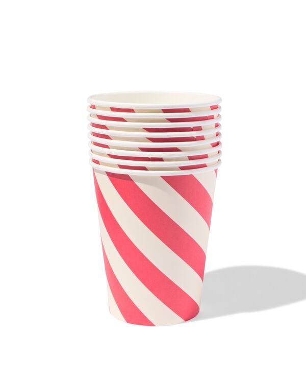 gobelets 9 cm papier rayures de canne &agrave; sucre - 8 pi&egrave;ces - 25600718 - HEMA