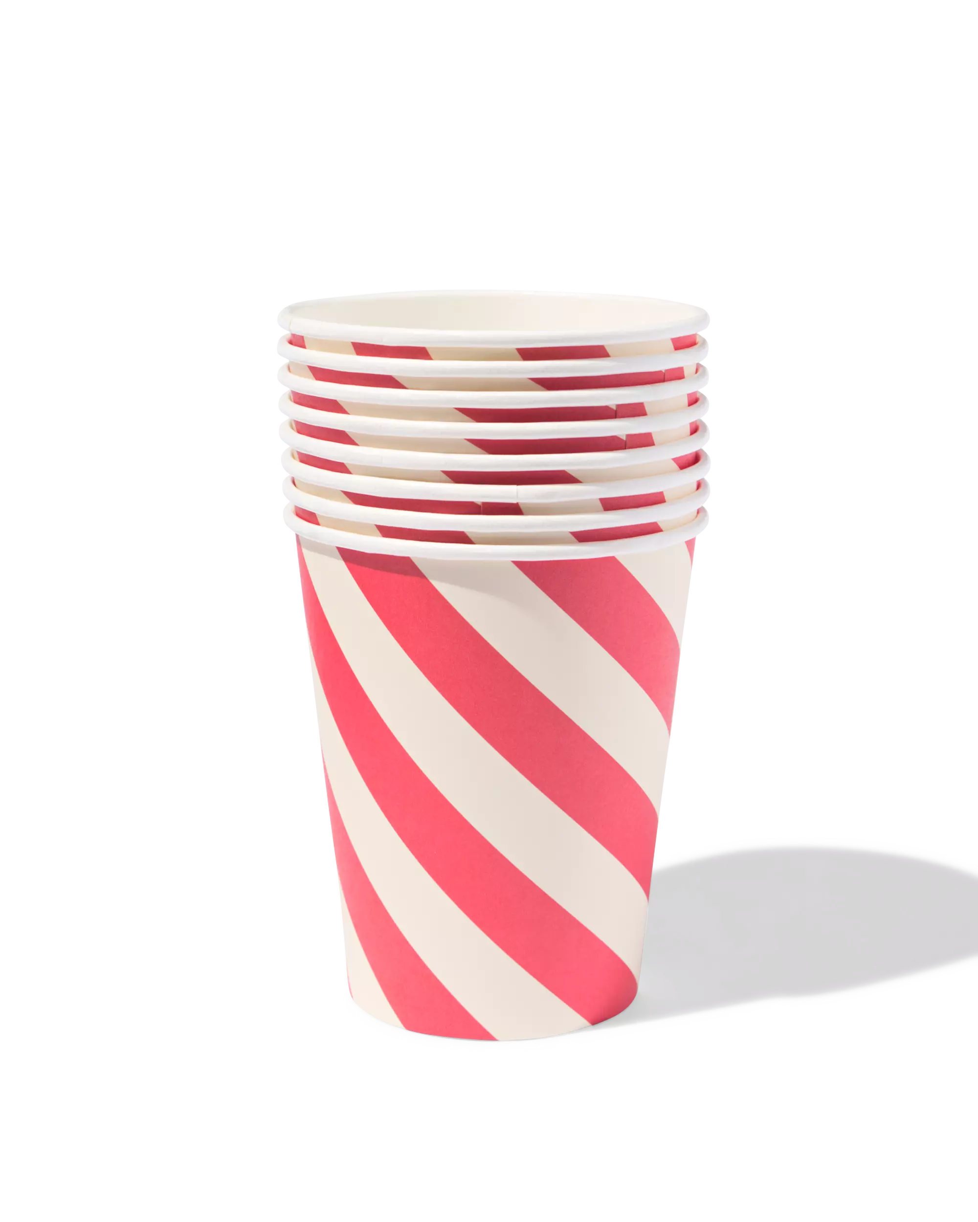 Becher, 9 cm, Papier, mit Zuckerstangenstreifen – 8 Stück