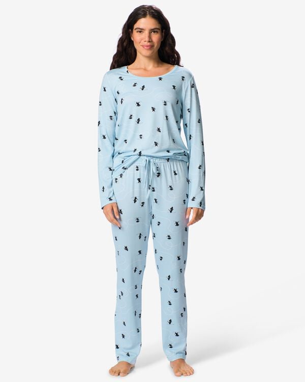 pyjama femme Takkie microfibre bross&eacute;e bleu clair bleu clair - 23401956LIGHTBLUE - HEMA