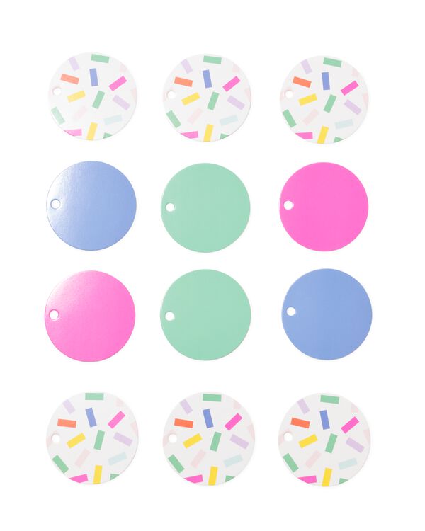 &eacute;tiquettes cadeaux confettis - 12 pi&egrave;ces - 14793301 - HEMA
